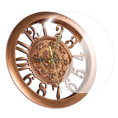 Vintage European Style Round Wall Clock for Home Decor - 11 Inch Living Room Quartz Clock