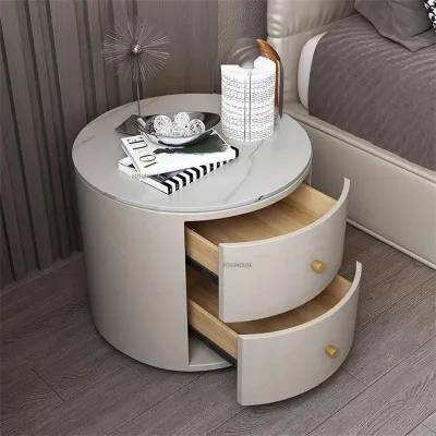 Solid Pine Wood Nightstand with Three Drawers - Modern Minimalist Bedroom Furniture