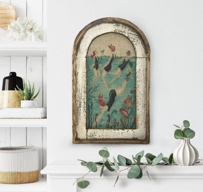 Swimming Acrylic Wall Art Decor with Ornamental Printing