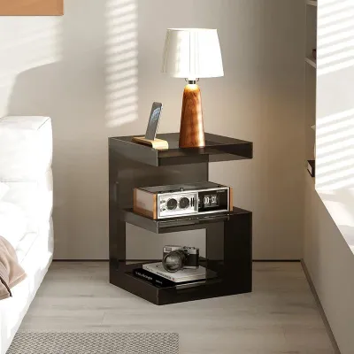 Luxurious Italian Acrylic Nightstand with Drawer - Modern Design and Multifunctional