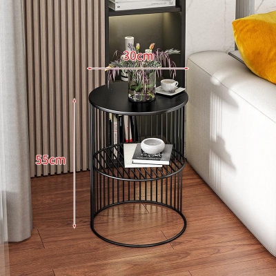 Modern Marble Top Round Coffee Table with Mini Storage Shelf