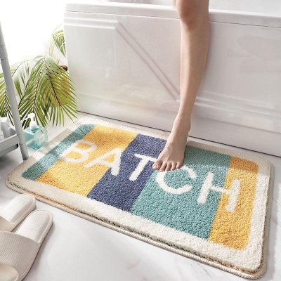 Ultra Absorbent Geometric Bathroom Floor Mats - Modern Style, Non-Slip & Hand Washable - Available in 2 Sizes