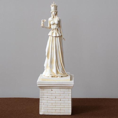 Athena Statue with Roman Column Base - Resin Sculpture of Greek Goddess - 31.5cm Height