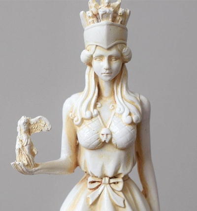 Athena Statue with Roman Column Base - Resin Sculpture of Greek Goddess - 31.5cm Height