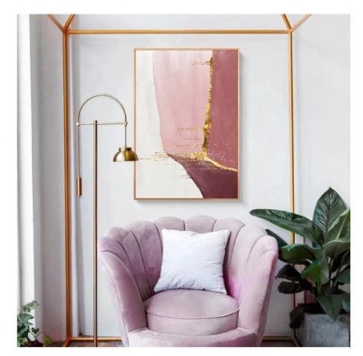 Golden Abstract Canvas Wall Art - Modern Living Room Decor