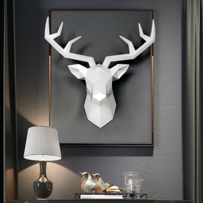 Nordic Style Resin Deer Head Wall Sculpture - Home Decor Statue