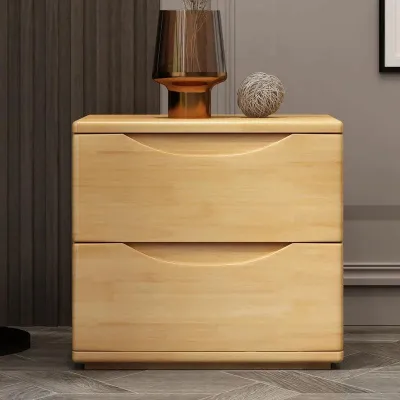 Luxury Wood Bedroom Nightstand with Drawers - Modern Minimalist Style Furniture