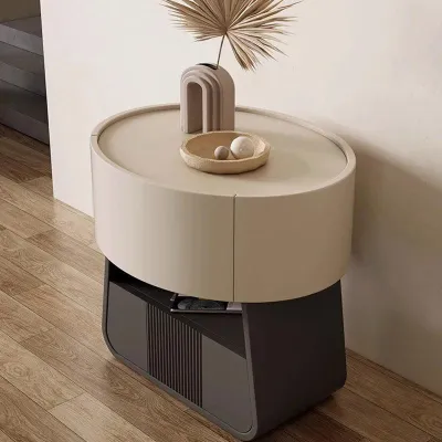 Luxury Black Wooden Nightstand with Drawer - Minimalist Modern Bedroom Furniture