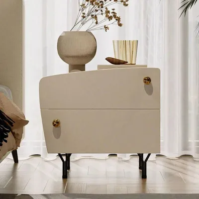 Nordic Style White Nightstand with Drawers - Modern Minimalist Bedside Table