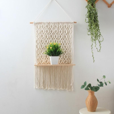 Cotton Rope Tapestry Rack Hand-Woven Bohemian Wall Rack Cotton Rope Tapestr