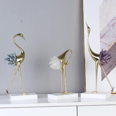 Elegant Crystal Crane Figurine for Home Decor