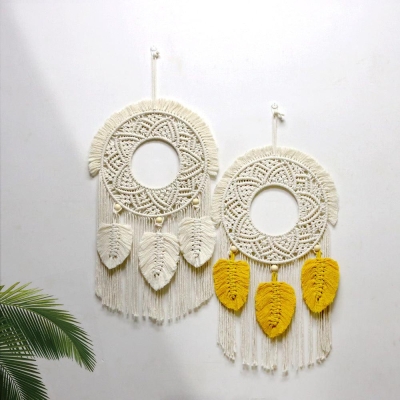Simple Boho Woven Tapestry Tassel Feather Trim