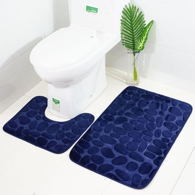 Luxurious Bathroom Pebble Stone Anti-Slip Mat Set - Soft, Absorbent & Durable