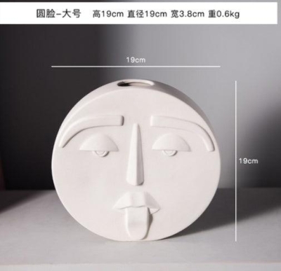 Nordic Style Modern Face Mask Ceramic Vase Home Decoration Flower Vases Head Matte Table Flower Vase for Wedding Decoration Prop