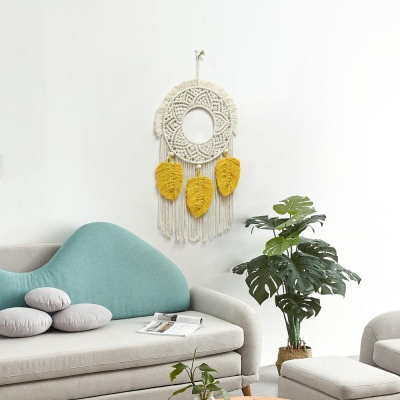 Simple Boho Woven Tapestry Tassel Feather Trim