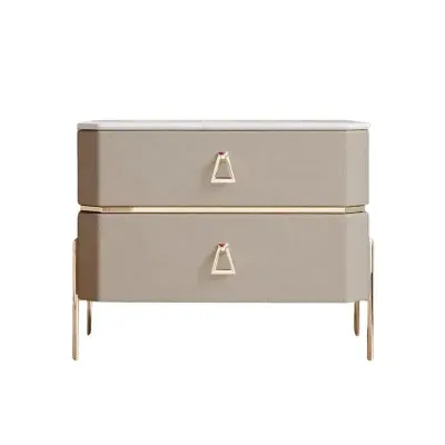 Gold Wireless Charging Bedside Table with Smart Drawers - Modern Furniture for Living Room