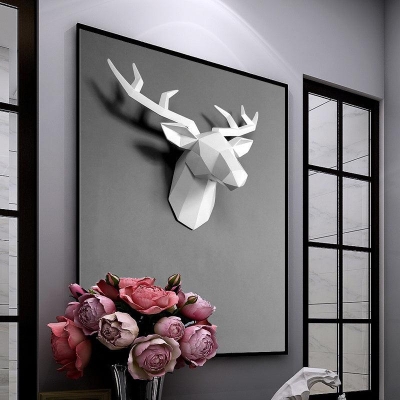 Nordic Style Resin Deer Head Wall Sculpture - Home Decor Statue
