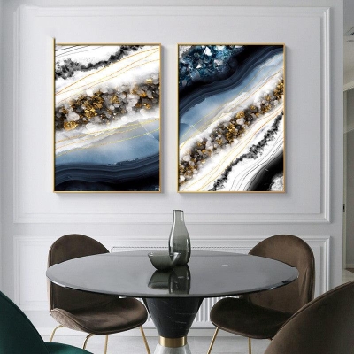 Sophisticated Abstract Marble Crystal Lines Wall Art - Elegant Living Room Decor