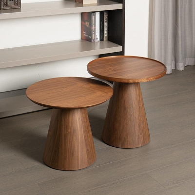 Tranquil Zen Rattan Tea Table - Japanese Style Wooden Coffee Table with Walnut Tray Surface