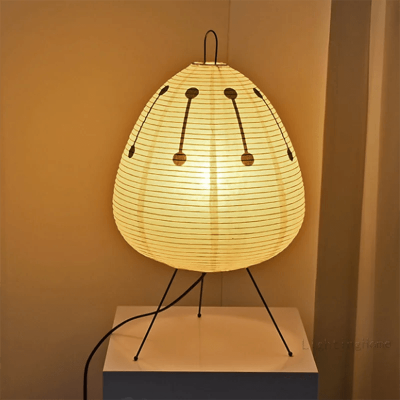 Japanese Style Akari Wabi-Sabi Printed Rice Paper Table Lamp with LED Bulb