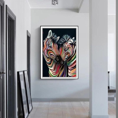 Vibrant Zebra Abstract Canvas Print - Contemporary Wall Art Masterpiece