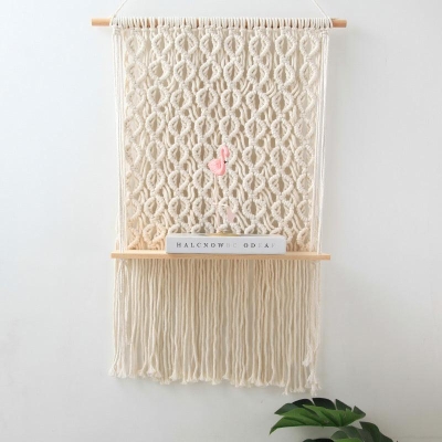 Cotton Rope Tapestry Rack Hand-Woven Bohemian Wall Rack Cotton Rope Tapestr