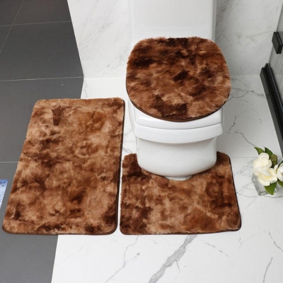 Rabbit Plush Tie-Dye Bathroom Mat Set - Soft Nordic Style Comfort for Your Bathroom Oasis