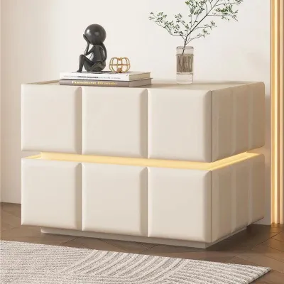 Compact White Bedside Nightstand with Drawer - Modern Design and Storage Space