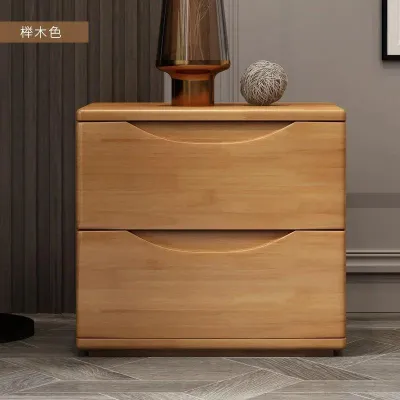 Luxury Wood Bedroom Nightstand with Drawers - Modern Minimalist Style Furniture