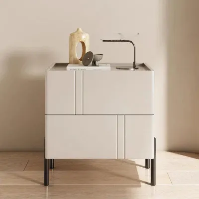 Minimalist Wooden Bedroom Nightstand with 2 Drawers - Modern Style Bedside Table Furniture