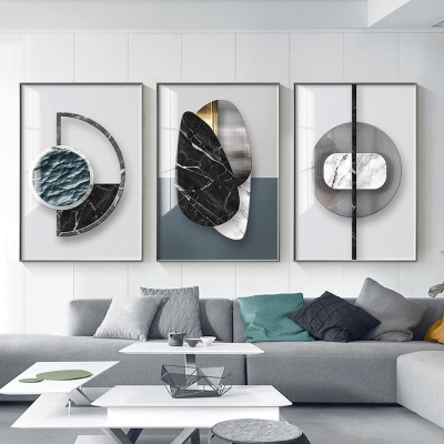 Geometric Abstract Canvas Wall Art Print for Home Decor