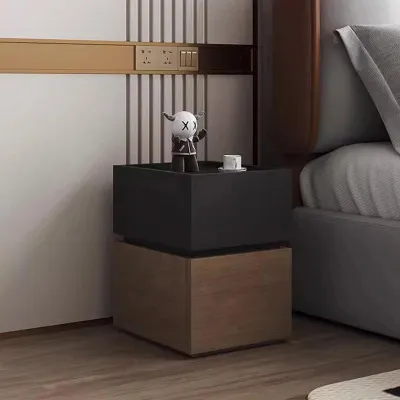 Nordic Style Wooden Nightstand with 2 Drawers - Modern Bedroom Furniture
