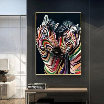 Vibrant Zebra Abstract Canvas Print - Contemporary Wall Art Masterpiece