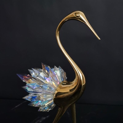 Luxurious Copper Crane Sculpture for Home Decoration