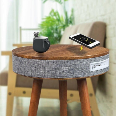 Wireless Charging Marble Coffee Table with Bluetooth Speaker