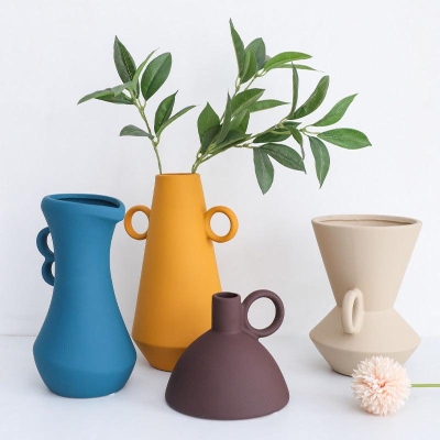 Nordic Creative Simple Ceramic Vase Decoration Living Room Dry Flower Arrangement Table Decoration Flower Color Flower
