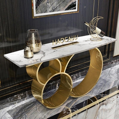 Rock Plate Marble Coffee Table with Storage - Modern American Design