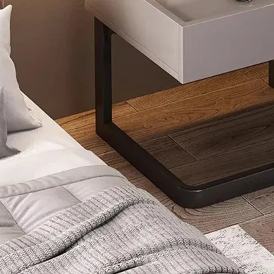 Nordic Nightstand with Metal Drawer - Modern Bedside Table for Home