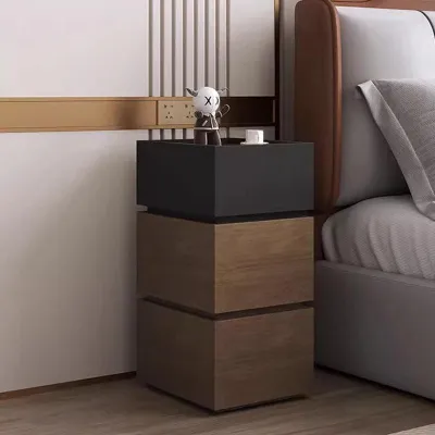 Nordic Style Wooden Nightstand with 2 Drawers - Modern Bedroom Furniture