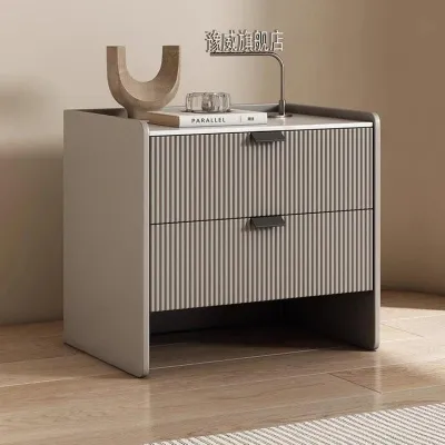 Narrow Wood Nightstand with Drawers - Modern Minimalist Bedroom Furniture