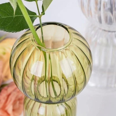 Ins Creative Glass Vase Striped Transparent Glass Vase Table Decorative Ornaments Hydroponic Flower Simple Vase