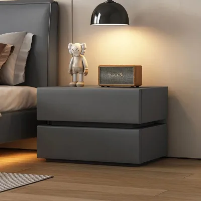Nightstand with Wooden Drawers - Modern White Bedside Table