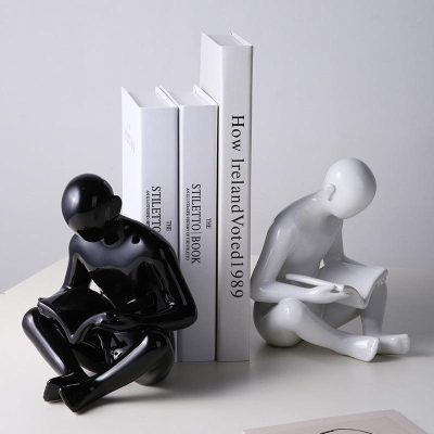 Nordic Style Ceramic Character Bookend Home Decor with Colorful Glaze - Unique Living Room Accent Piece