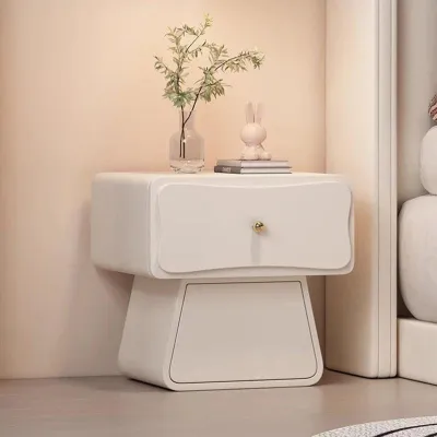 Kids Minimalist Wooden Nightstand Table with Drawers - Modern Bedroom Furniture