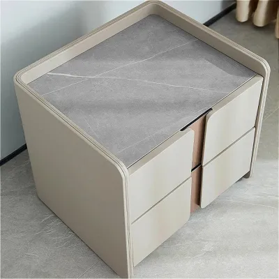 Italian Style Nightstands - Modern Minimalist Wooden Bedside Tables with 2 Drawers