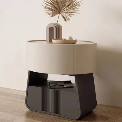 Luxury Black Wooden Nightstand with Drawer - Minimalist Modern Bedroom Furniture