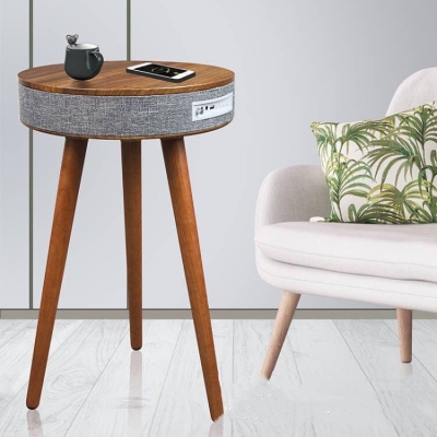 Wireless Charging Marble Coffee Table with Bluetooth Speaker