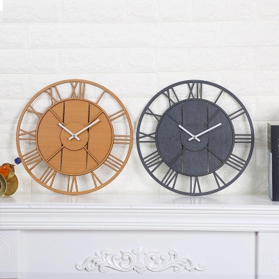 Rustic Wood Round Wall Clock