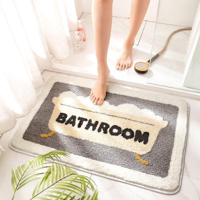 Ultra Absorbent Geometric Bathroom Floor Mats - Modern Style, Non-Slip & Hand Washable - Available in 2 Sizes