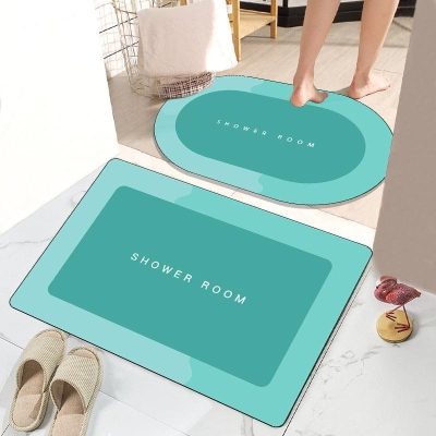 Absorbent Non-slip Bathroom Mat Set - Modern Crystal Velvet Design